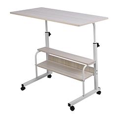 Height Adjustable Laptop Desk 3-Tier Mobile Laptop Table C Side Snack Table With Rolling Wheels for Couch Bed Sofa Living Room Bedroom