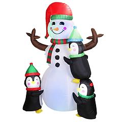 5.9FT Christmas Inflatable Outdoor Decoration Snowman Penguin Blow Up Yard Decoration with LED Light Built-in Air Blower for Winter Holiday Xmas Garde