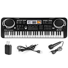 61 Keys Digital Music Electronic Keyboard Electric Piano Musical Instrument Kids Learning Keyboard w/ Microphone For Beginners Kids Girls Boys Adults