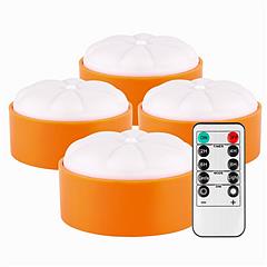 4 Pack Halloween LED Pumpkin Lights Battery Operated Halloween Decoration Lights with 2 Light Modes 4 Timer Setting Remorte Control for Party Pumpkin 