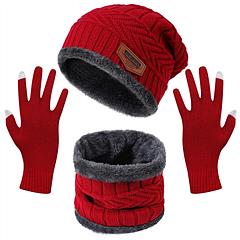 NPolar Winter Knitted Hat Scarf Gloves 3Pcs Winter Warm Beanie and Touch Screen Gloves Scarf Set Knit Beanie Skull Cap Neck Warmer Mittens for Men Women