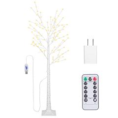 Lighted Birch Tree Artificial White Birch Twig Tree with 8 Warm White Lighting Modes for Wedding Party Christmas Holiday Festival Home Decoration