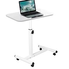 Rolling Laptop Table Portable Computer Desk Movable Table with Adjustable Height Tilting Angle