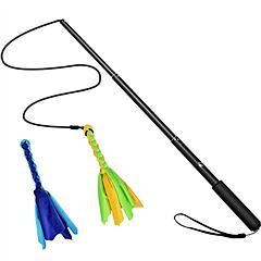 Extendable Dog Flirt Pole with Lure 10.23-26.77in Teaser Wand with 2 Replaceable Interactive Tail Toys For Small Medium Large Dogs Training Exercise T