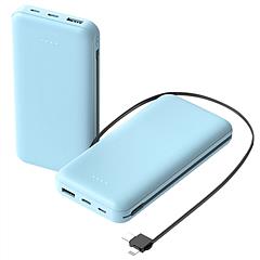 10000mAh Power Bank Portable Phone Charger External Battery Pack with LT & Type-C Double-ended Cable Type-C USB Cable Fit For IOSPhone 14 Android And 