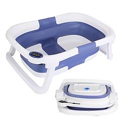 Baby Bath Tub with Thermometer Collapsible Travel-Friendly 0-24Months Baby Bathtub with Drain Hole For Newborn Infant Toddler Odorless Non-Toxic Folda