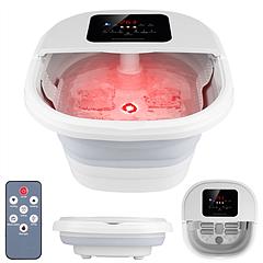 Collapsible Foot Spa Massager Electric Foot Soaker Tub Foldable Foot Spa Tub with Surfing Bubbles Heating Red Light Temperature Control Timer Remote C