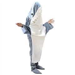 Wearable Shark Sleeping Bag Shark Onesie X-XXL Size Soft Comfortable Flannel Blanket With Zipper Suitable For Adult Children Height 4.2FT to 5.5FT