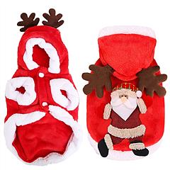 Pet Christmas Clothes Santa Claus Reindeer Antlers Costume Winter Outfit New Year Coat For Small Medium Dogs Cats Available in S/M/L/XL