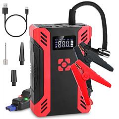 Car Jump Starter with Air Compressor Portable Car Battery Booster with Digital Tire Inflator with 2000mAh Peak Current for 12V Car 6.5L Gas or 4.0L Di