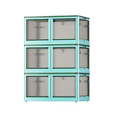 3Pcs Foldable Storage Bins with Lid 4 Doors Collapsible Stackable Closet Organizer Containers with Lock 4Pcs Wheels