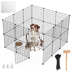 Small Animal Playpen with Door Dog Metal Playpen Small Medium Kitten Puppy Guinea Pig Rabbit Kennel Small Animal Cage Metal Wire Fence For Indoor Outd