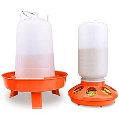 Chicken Feeder Waterer Set 1.5L Hanging Chick Waterer 2.2LBS Height Adjustable Chicken Feeder Poultry Feed Container Kit For Chick Hen Goose Duck Quai