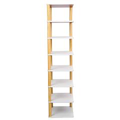 8 Tier Entryway Wooden Shoe Rack Vertical Shoe Shelf Stand Storage Organizer Small Space Saving Corner Shoe Tower Entryway Hallway Closet