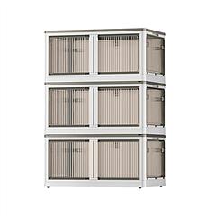 3Pcs Foldable Storage Bins with Lid 4 Doors Collapsible Stackable Closet Organizer Containers with Lock 4Pcs Wheels