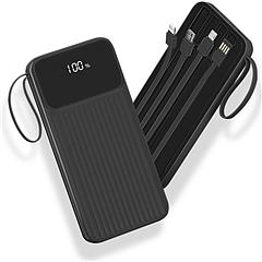 PD22.5W Fast Charger 20000mAh Fast Charging Power Bank Portable Charger with 4 Inbuilt Cables Digital Display Handle Fit For IOSPhone 15/14 Android An