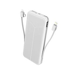 10000mAh Power Bank Portable Charger with US Plug 2 Built-in Cables External Battery Pack with 4 Ouputs 3 Inputs Fit For IOS Phone 14 Android And More