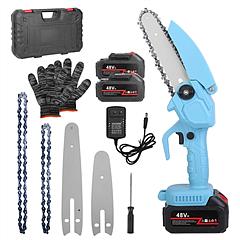 Electric Mini Chainsaw Portable Handheld Cordless Small Chain Saw Battery Powered with 2Pcs 2200mAh Rechargeable Batteries 4in/6in Chains for Pruning 