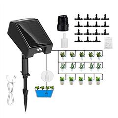 Automatic Solar Powered Drip Irrigation System Kit Rechargeable Plant Programmable Watering Timer Device Up to 15 Plants For Indoor Outdoor Patio Gard