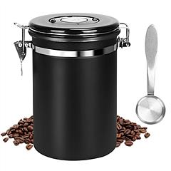 61OZ Stainless Steel Coffee Container With Scoop Date Month Tracker Airtight Coffee Canister For Coffee Beans Grounds Tea Sugar Nut Candy Flour