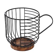 Coffee Pod Holders Black Iron Wire K Cup Holder With Solid Wooden Base 30 Kcups Capsule Storage Espresso Organizer For Counter Kitchen Cafe Bar