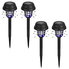4 Pack Solar Powered Mosquito Zapper Outdoor Insect Killer Torch Waterproof Bug Zapper with UV Light White Light for Yard Garden Farm Patio