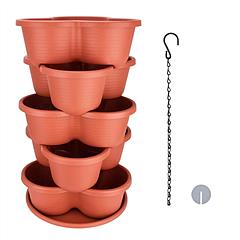 5 Tier Vertical Stackable Planter Garden Tower Stackable Planter Outdoor Gardening Pots for Strawberries Flowers Herbs Vegetables