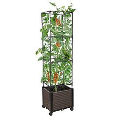 62.99IN Raised Garden Bed Planter Box with Trellis Wheels Self-Watering Vertical Raised Planter Box Crater for Climbing Plants Vegetable Vine Flowers 