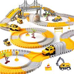 340Pcs Construction Race Track Set Kids DIY Construction Toys STEM Flexible Car Track Playset Gift for Toddlers Boys Aged 3 4 5 6 Year Old
