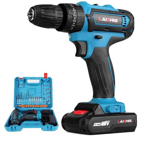 Cordless Drill Set With 2Pcs 28V Batteries and Charger 2 Variable ...