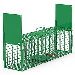 38in 2 Door Live Animal Cage Trap For Animals Under 18LBS Easy To Setup Humane Galvanized Iron Trap Cage For Raccoons Armadillos Groundhogs Muskrats O