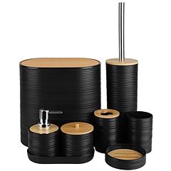 8Pcs Bathroom Accessories Set Bathroom Holder Set with Soap Dispenser Toothbrush Holder Cup Soap Dish Toilet Cleaning Brush Trash Can Qtip Holder Vani