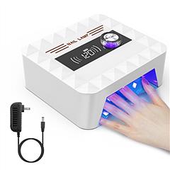 120W Cordless UV Nail Lamp Rechargeable Gel Curing Lamp Gel Polish Light Nail Dryer with LED Display 1-120S Timer Settings 30 LED Beads for Salon and 