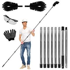 11.5FT Gutter Cleaning Brush With Telescoping Handle Rain Gutter Cleaner Extendable Gutter Cleaning Tool From The Ground with 2 Angled Brushes Anti-sl