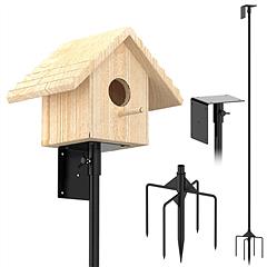 79.92in Bird House Pole Kit Height Adjustable Bird Feeder Pole Mount Kit Heavy Duty Bird House Pole Set with 5 Prongs Base for Bird House Bird Feeder