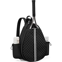 Pickleball Sling Bag for Men Women Waterproof Badminton Tennis Backpack with Wet Pocket Hidden Fence Hook Machine Washable