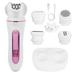 5 In 1 Electric Body Epilator Rechargeable Women\'s Grooming Kit Epilator Shaver Facial Brush Callus Remover 5-Point Massager with LED Light LED Displ