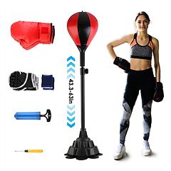 Punching Bag with Stand Free Standing Boxing Ball for Adults 43.3-63in Height Adjustable Boxing Bag with Gloves Wrist Sleeves Stable Suction Base for 