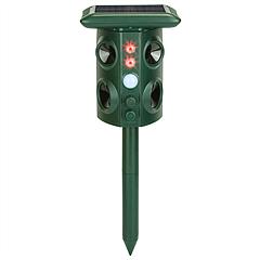 Solar Ultrasonic Animal Repeller Solar Powered Animal Repellent Chaser with PIR Motion Sensor IP65 Waterproof Sound Flashing Light for Deer Raccoon Sq