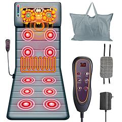 Full Body Electric Massage Mat with Heat Vibration Massage Pad Cushion Back Massage Mattress Chair Pad with Neck Massage Pillow with 10 Vibration Moto