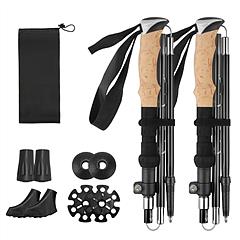 2Pcs Walking Sticks Collapsible Hiking Poles Folding Aluminum Trekking Poles Adjustable Hiking Sticks with EVA Foam Grips for Backpacking Hiking Mount