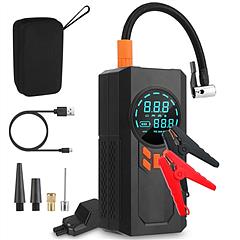 3000A 150PSI 12V Portable Jump Starter with Air Compressor 9.0L Gas/8.0L Diesel Jumper Box with 3 Light Modes Power Bank LCD Display
