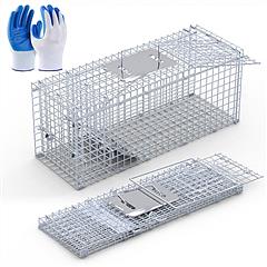25.59Inch Live Humane Animal Trap Cage Heavy Duty Folding Catch And Release Rodent Cage For Rabbit Squirrel Possum Skunk Kitten Raccoon And More