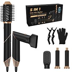 5 In 1 Hot Air Styler Straightener Curler Dryer Automatic Wrap Styler Hair Dryer Brush Set with 3 Temp Settings ALCI Plug Glove Cable Tie 2 Alligator 