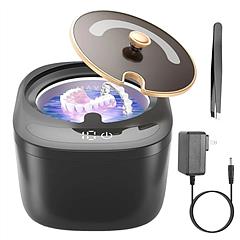 Ultrasonic Retainer Cleaner 45kHz Ultrasonic Cleaning Machine with 3 Modes 230ML Capacity UV Light for Denture Mouth Guard Aligner Dental Trays Braces