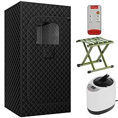 2.6x 2.6x 5.9FTPortable Sauna Tent 1 Person Steam Sauna for Home with 3L/1200W Steamer Folding Chair Remote Control 9 Steam Output Levels 5-95Mins Tim