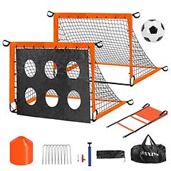 Kids Soccer Goals Set For Backyard Portable Soccer Training Equipment with Ball Pump Cones Agility Ladder Target Carry Bag For Toddler Age 3+ Outdoor 