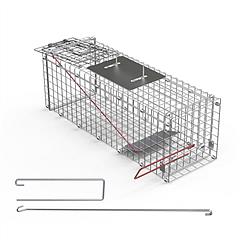 Humane Cat Trap Cage Catch Release Live Animal Rodent Cage Collapsible Galvanized Wire for Small Raccoons Beavers Groundhogs Foxes Armadillos
