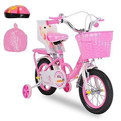 12in Carbon Steel Kid Bike with Backpack Streamers Helmet Detachable Training Wheels