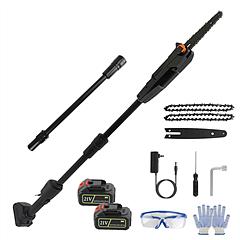 6in Cordless Pole Saw 7.4FT Maximum Extendable Length 35FT/S Speed Electric Pole Chainsaw 2Pcs 3.0Ah Batteries And Charger Included For Pruning Trimmi
